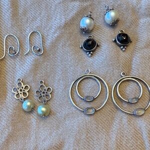 Pandora Silver earrings to change to Pearl, Onyx, moonstone, floral pearl
